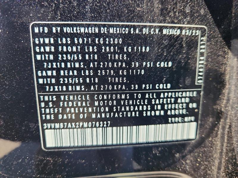 Aukcja sprzedaży 2023 Volkswagen Tiguan, vin: 3VVMB7AX2PM076327, numer aukcji: 61704166