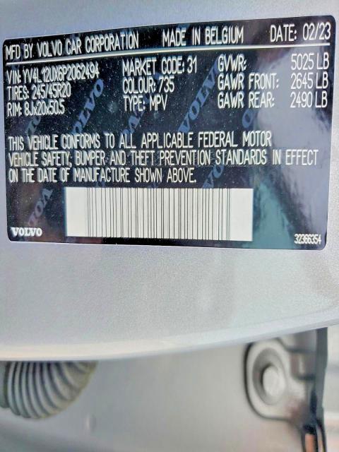 Aukcja sprzedaży 2023 Volvo Xc40, vin: YV4L12UX6P2062494, numer aukcji: 61089586