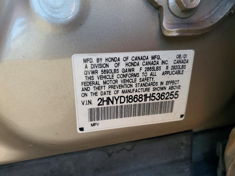 62532546 :رقم المزاد ، 2HNYD18681H536255 vin ، 2001 Acura Mdx مزاد بيع