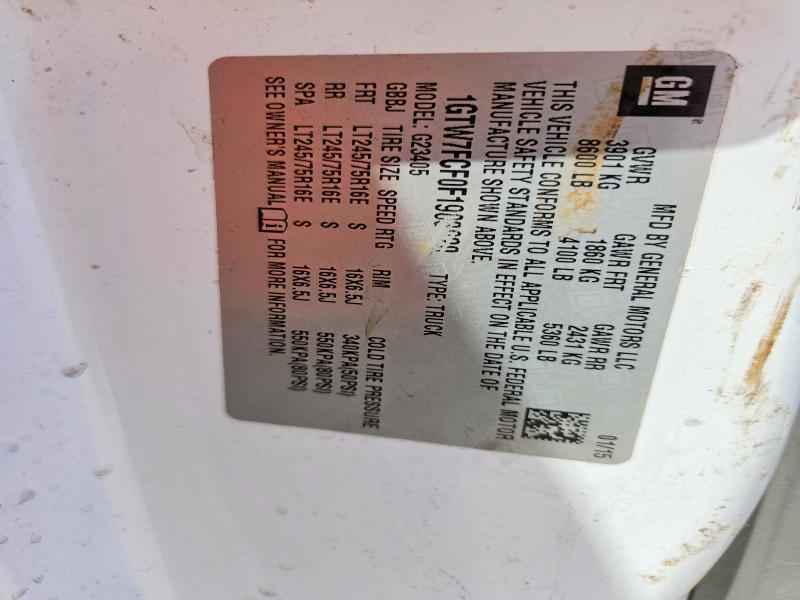 Aukcja sprzedaży 2015 Gmc Savana, vin: 1GTW7FCF0F1903020, numer aukcji: 61587356