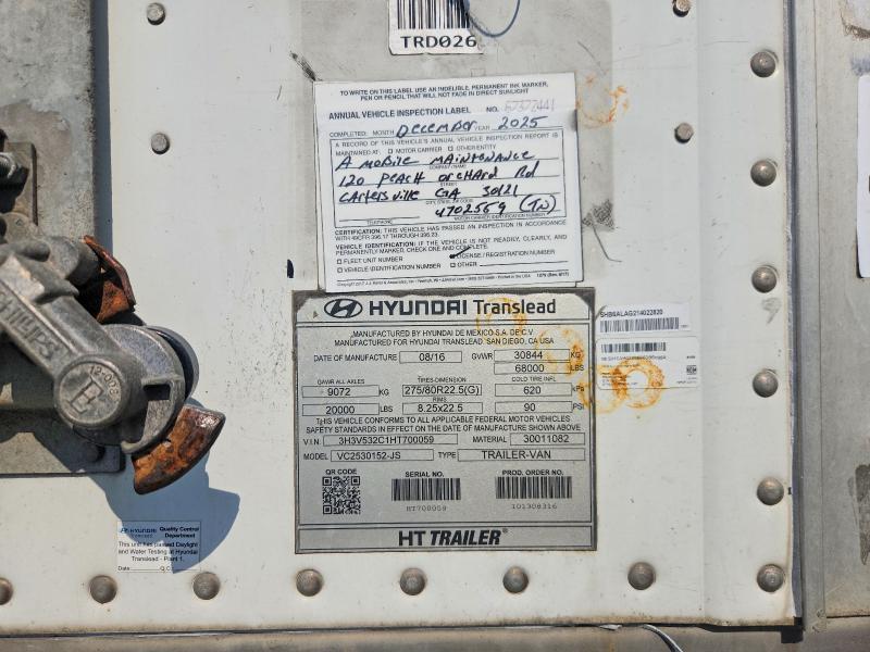 62646676 :رقم المزاد ، 3H3V532C1HT700059 vin ، 2017 Hyundai Translead Inc Trailers مزاد بيع