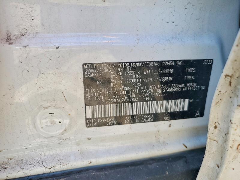 2024 Toyota Rav4 მანქანა იყიდება აუქციონზე, vin: 2T3B6RFV6RW047802, აუქციონის ნომერი: 60176256
