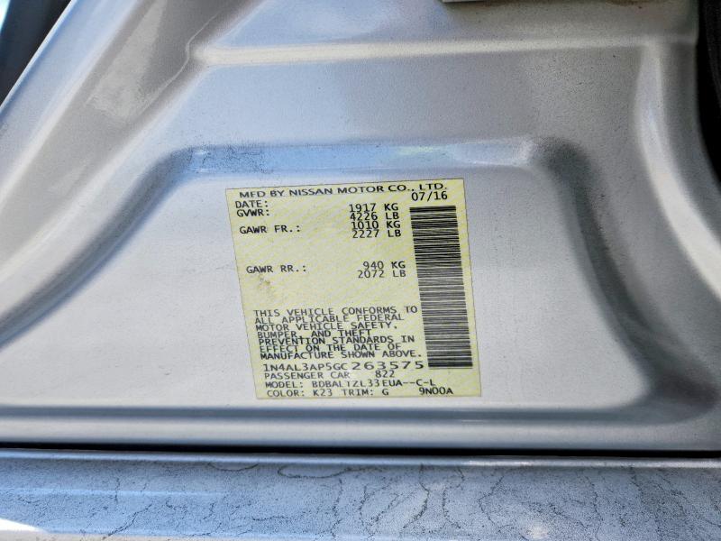 2016 Nissan Altima მანქანა იყიდება აუქციონზე, vin: 1N4AL3AP5GC263575, აუქციონის ნომერი: 60311666