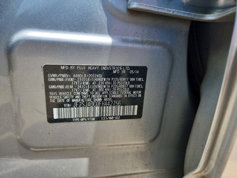 Aukcja sprzedaży 2015 Subaru Forester, vin: JF2SJADC0FH442756, numer aukcji: 59699126