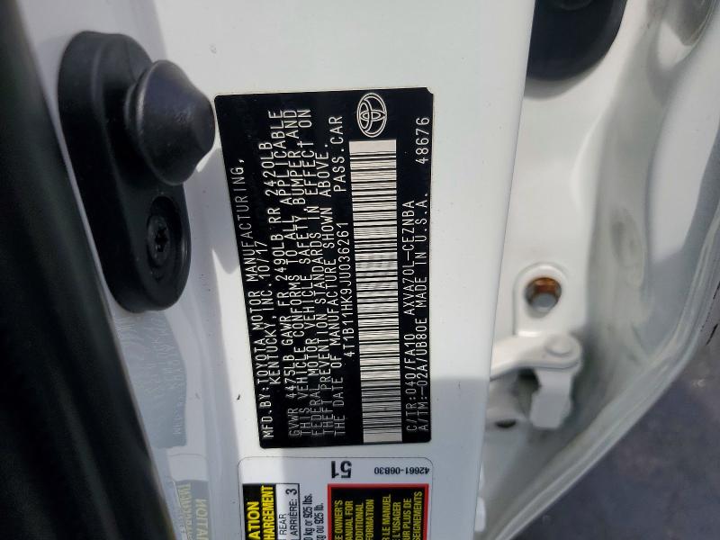 Продаж на аукціоні авто 2018 Toyota Camry, vin: 4T1B11HK9JU036261, номер лоту: 59149726