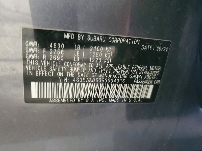Aukcja sprzedaży 2025 Subaru Legacy, vin: 4S3BWAD63S3004315, numer aukcji: 61507926