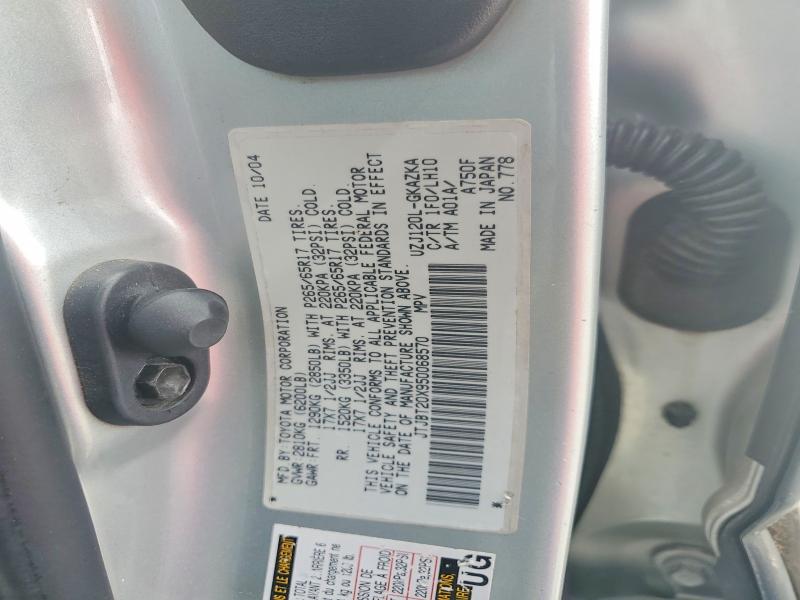 Aukcja sprzedaży 2005 Lexus Gx, vin: JTJBT20X950068570, numer aukcji: 60521896