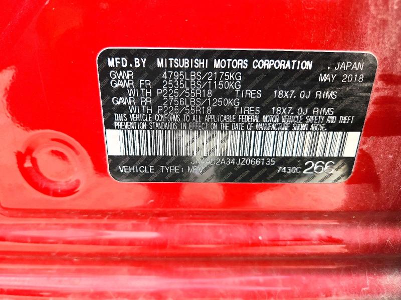 2018 Mitsubishi Outlander მანქანა იყიდება აუქციონზე, vin: JA4AD2A34JZ066135, აუქციონის ნომერი: 62901206