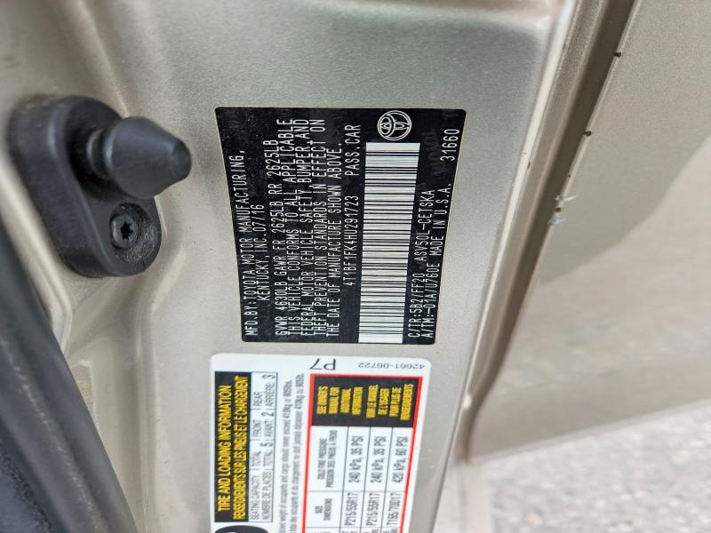 Продаж на аукціоні авто 2017 Toyota Camry, vin: 4T1BF1FK4HU291723, номер лоту: 60773206
