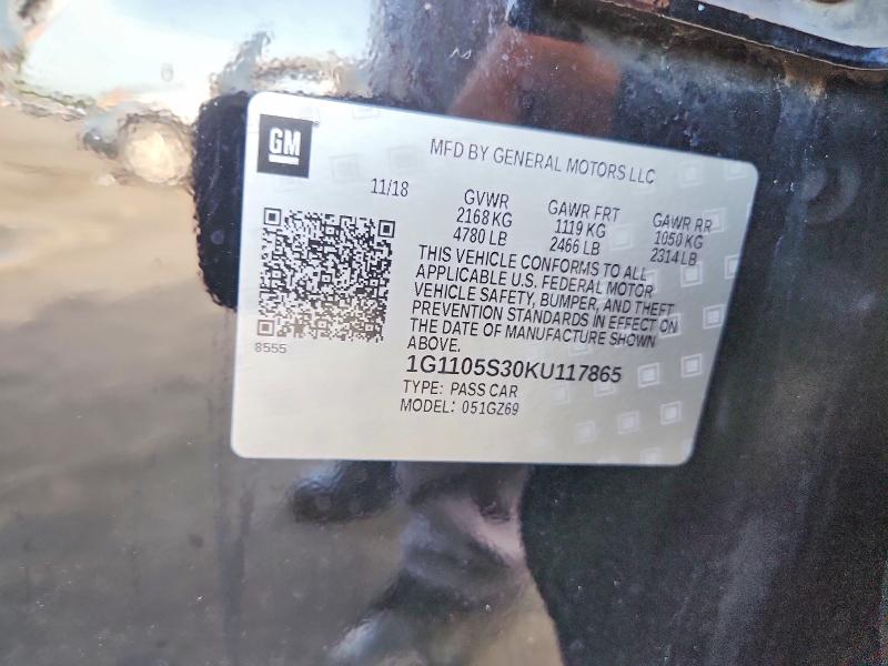 2019 Chevrolet Impala მანქანა იყიდება აუქციონზე, vin: 1G1105S30KU117865, აუქციონის ნომერი: 60743616