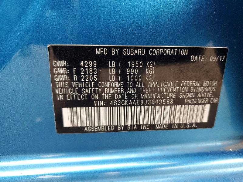 Aukcja sprzedaży 2018 Subaru Impreza, vin: 4S3GKAA68J3603568, numer aukcji: 60275656