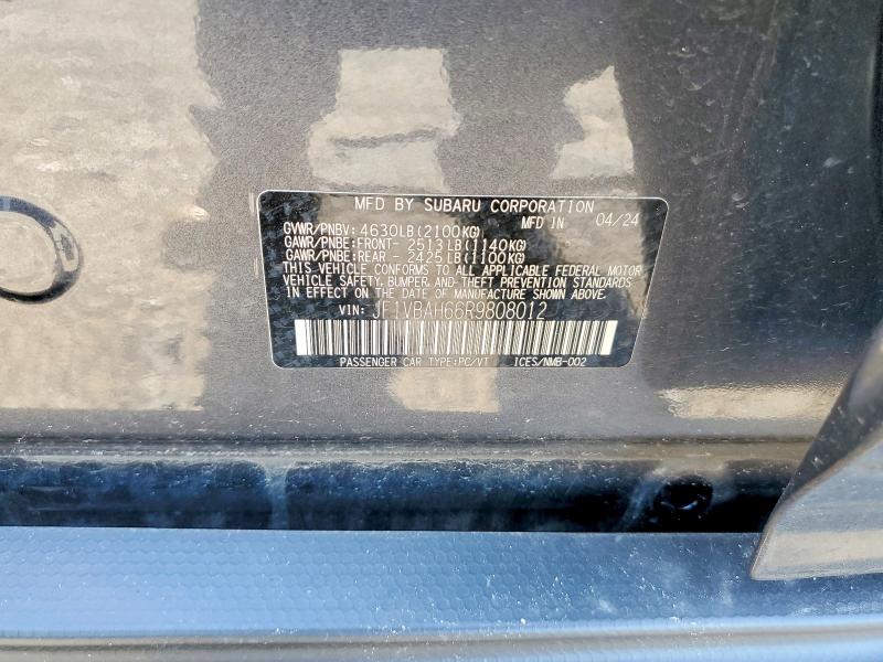 Продаж на аукціоні авто 2024 Subaru Wrx, vin: JF1VBAH66R9808012, номер лоту: 61553476