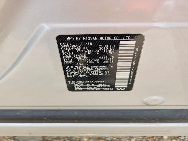 Aukcja sprzedaży 2019 Infiniti Qx80, vin: JN8AZ2NFXK9684819, numer aukcji: 61121606
