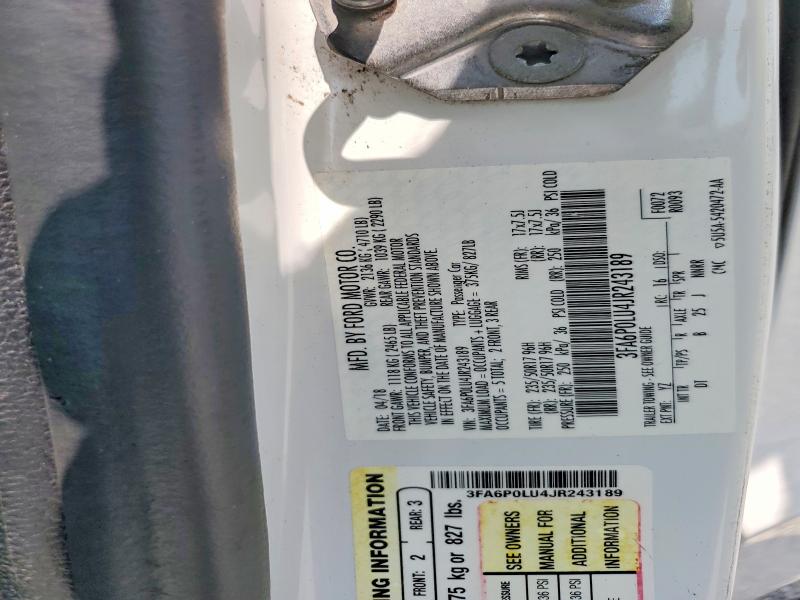 62689096 :رقم المزاد ، 3FA6P0LU4JR243189 vin ، 2018 Ford Fusion مزاد بيع