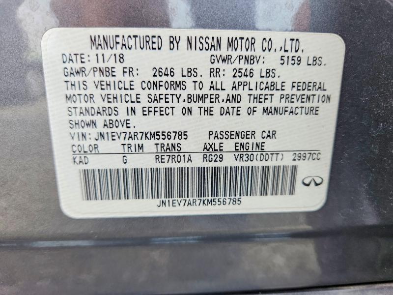 Продажа на аукционе авто 2019 Infiniti Q50, vin: JN1EV7AR7KM556785, номер лота: 59848306