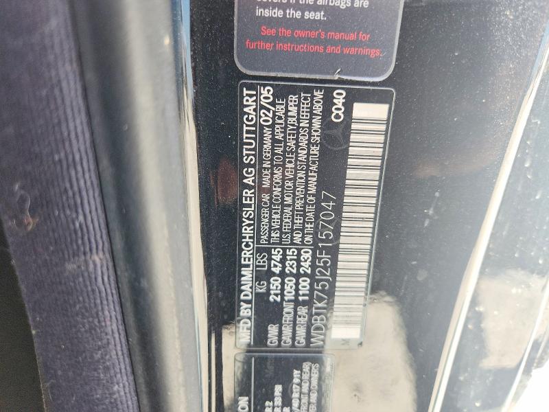 Продаж на аукціоні авто 2005 Mercedes-benz Clk, vin: WDBTK75J25F157047, номер лоту: 62104906