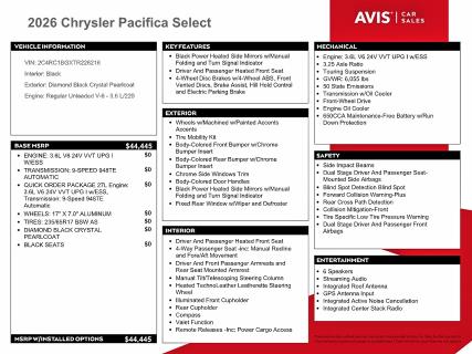 Aukcja sprzedaży 2026 Chrysler Pacifica, vin: 2C4RC1BGXTR226216, numer aukcji: 62624876