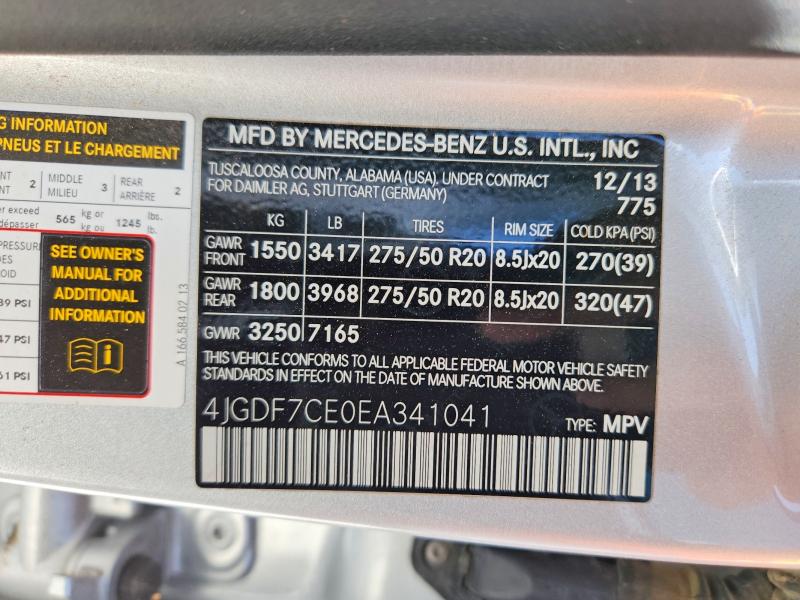 62580816 :رقم المزاد ، 4JGDF7CE0EA341041 vin ، 2014 Mercedes-benz Gl مزاد بيع