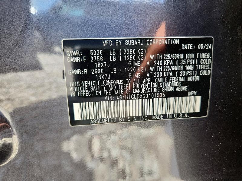 59620466 :رقم المزاد ، 4S4BTGLDXS3101535 vin ، 2025 Subaru Outback مزاد بيع