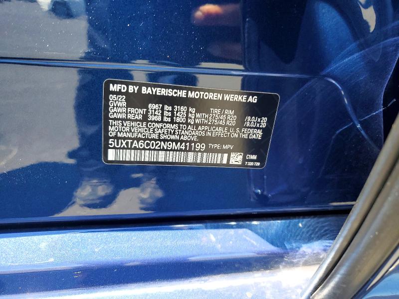 Продаж на аукціоні авто 2022 Bmw X5, vin: 5UXTA6C02N9M41199, номер лоту: 61820946