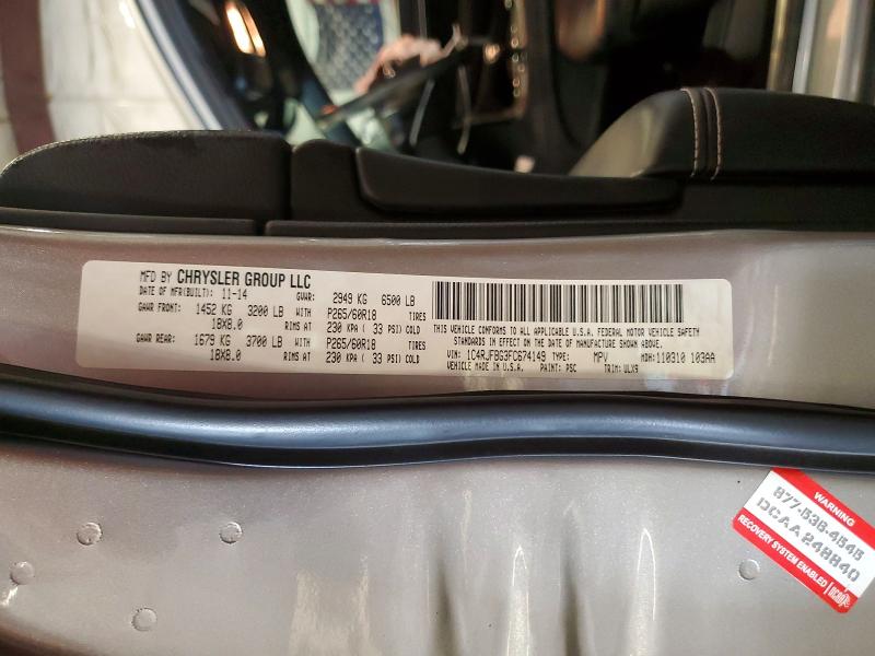 Продаж на аукціоні авто 2015 Jeep Grand Cherokee, vin: 1C4RJFBG3FC674149, номер лоту: 62874676