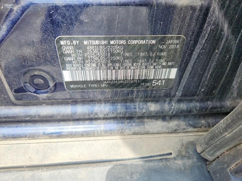 Продажа на аукционе авто 2019 Mitsubishi Outlander, vin: JA4AZ3A34KZ026761, номер лота: 59904296