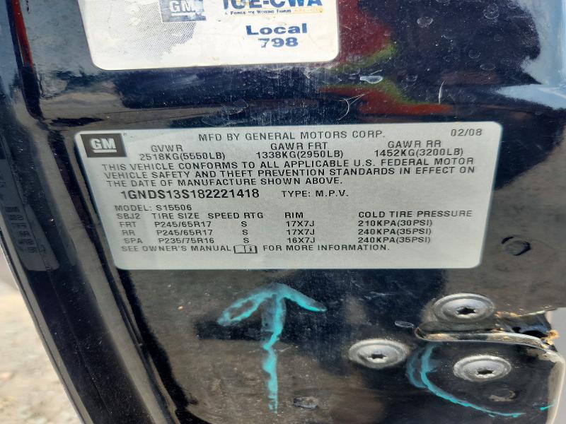 Aukcja sprzedaży 2008 Chevrolet Trailblazer, vin: 1GNDS13S182221418, numer aukcji: 62129806