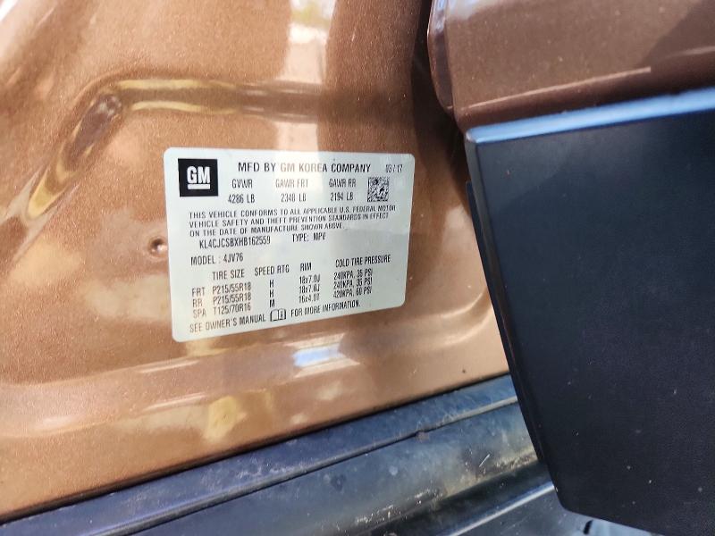 2017 Buick Encore მანქანა იყიდება აუქციონზე, vin: KL4CJCSBXHB162559, აუქციონის ნომერი: 60300286