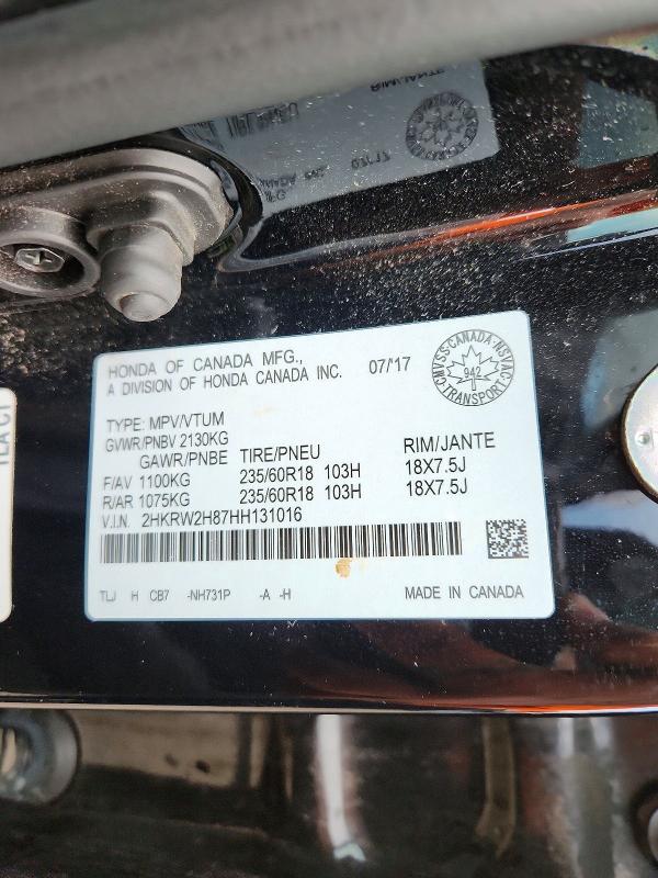 59343176 :رقم المزاد ، 2HKRW2H87HH131016 vin ، 2017 Honda Cr-v مزاد بيع