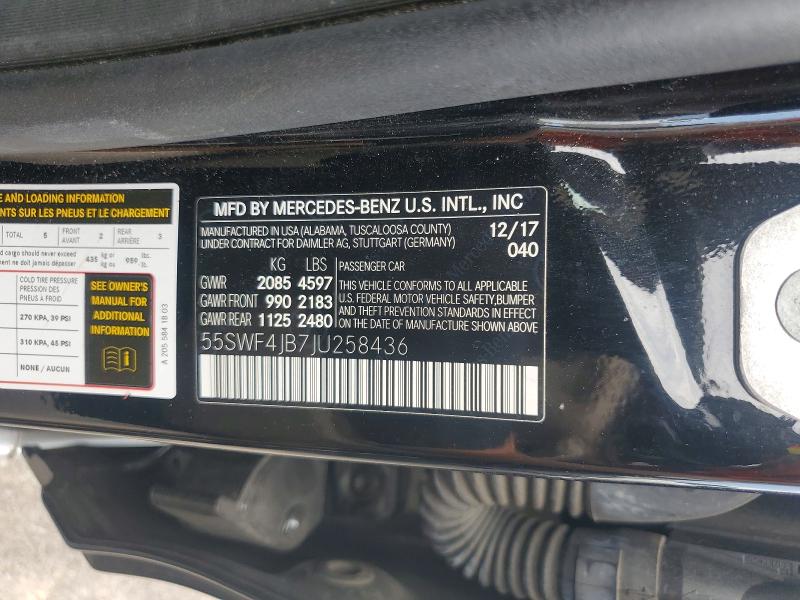 Продажа на аукционе авто 2018 Mercedes-benz C, vin: 55SWF4JB7JU258436, номер лота: 61582046