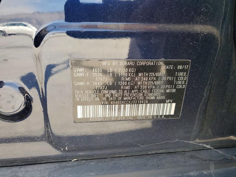 Aukcja sprzedaży 2018 Subaru Outback, vin: 4S4BSACCXJ3219428, numer aukcji: 62107376