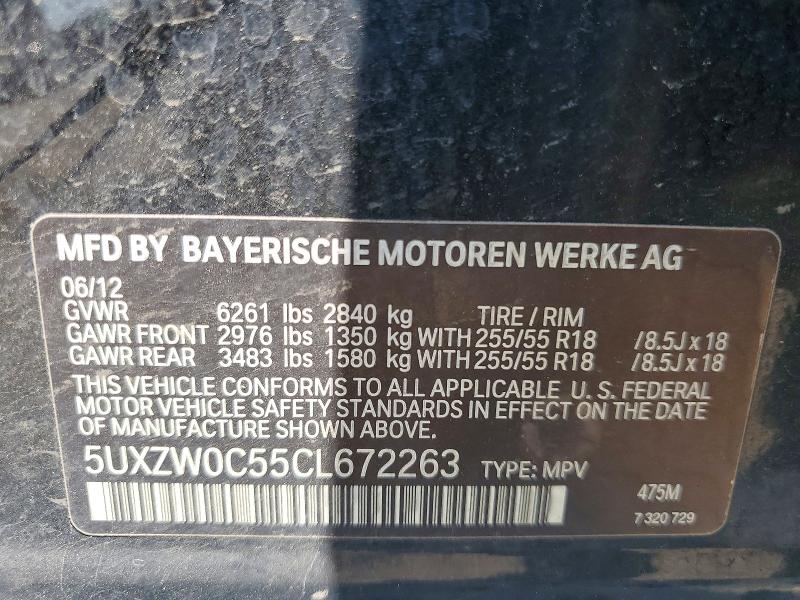 61494596 :رقم المزاد ، 5UXZW0C55CL672263 vin ، 2012 Bmw X5 مزاد بيع