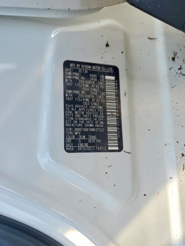 Продажа на аукционе авто 2024 Nissan Rogue, vin: JN8BT3BB1RW437522, номер лота: 62009666