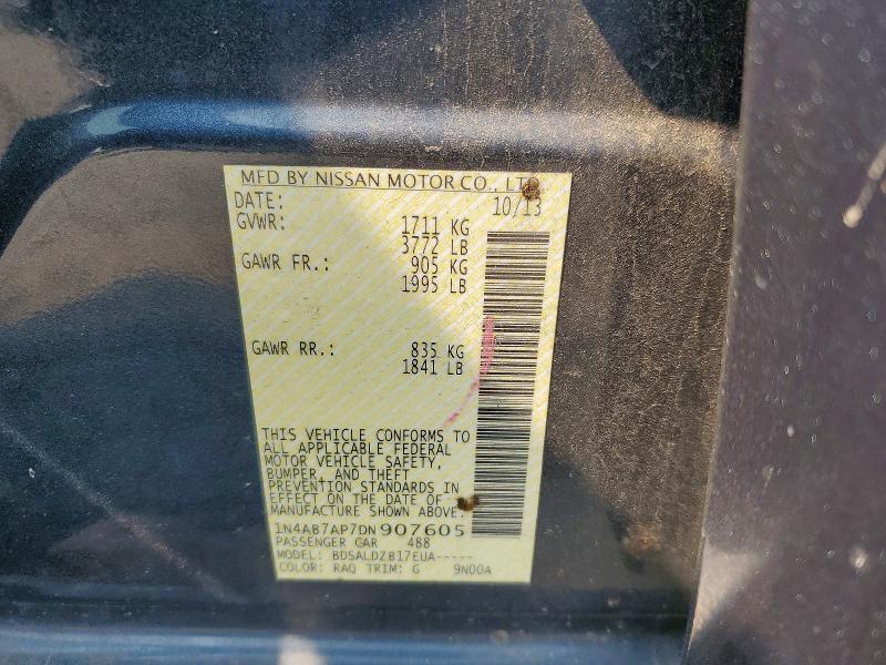 62236456 :رقم المزاد ، 1N4AB7AP7DN907605 vin ، 2013 Nissan Sentra مزاد بيع