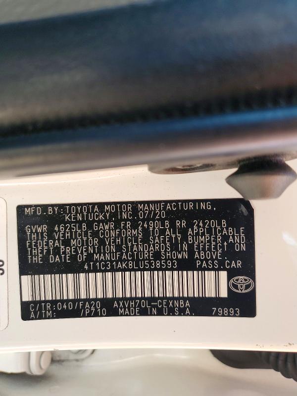 Продаж на аукціоні авто 2020 Toyota Camry, vin: 4T1C31AK8LU538593, номер лоту: 61216166
