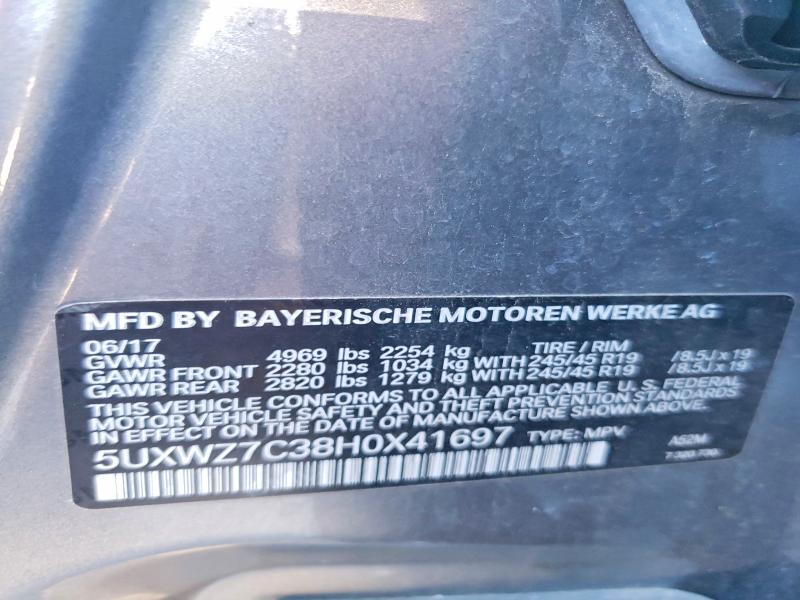 Aukcja sprzedaży 2017 Bmw X3, vin: 5UXWZ7C38H0X41697, numer aukcji: 60074976