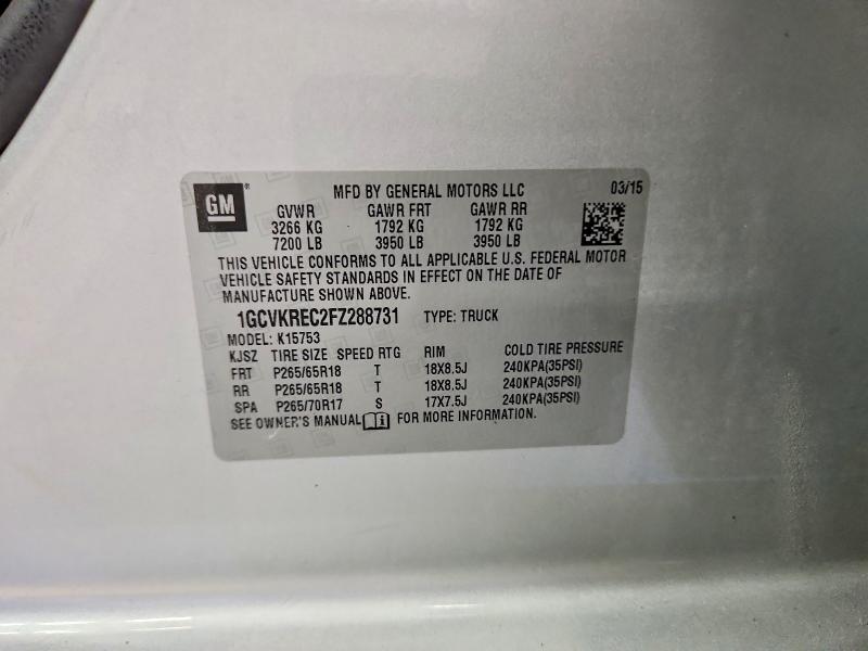 2015 Chevrolet Silverado მანქანა იყიდება აუქციონზე, vin: 1GCVKREC2FZ288731, აუქციონის ნომერი: 61835806