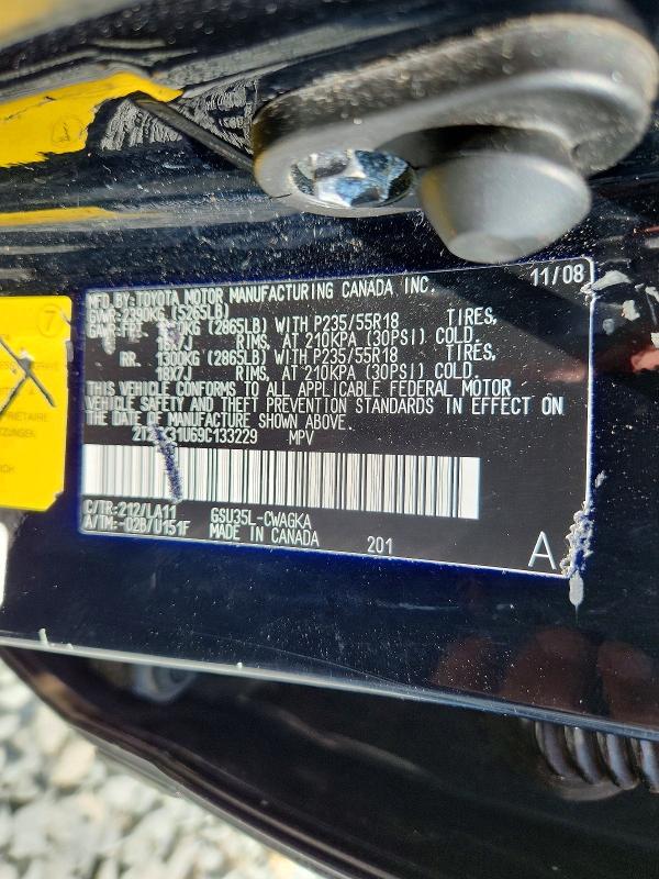 2009 Lexus Rx მანქანა იყიდება აუქციონზე, vin: 2T2HK31U69C133229, აუქციონის ნომერი: 62257456