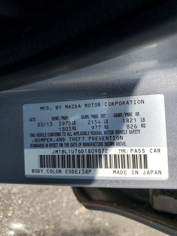 2013 Mazda 3 მანქანა იყიდება აუქციონზე, vin: JM1BL1U76D1809872, აუქციონის ნომერი: 61090626