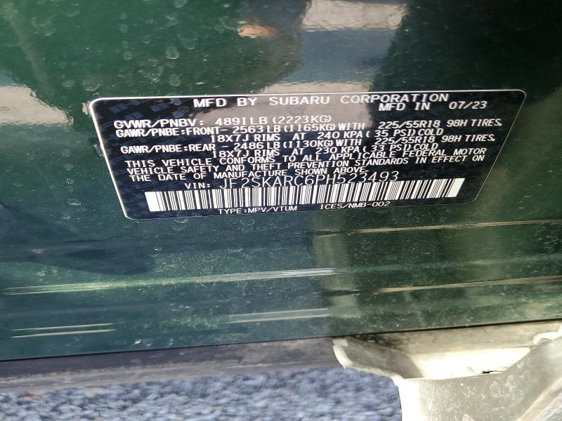 Продаж на аукціоні авто 2023 Subaru Forester, vin: JF2SKARC6PH523493, номер лоту: 62942516