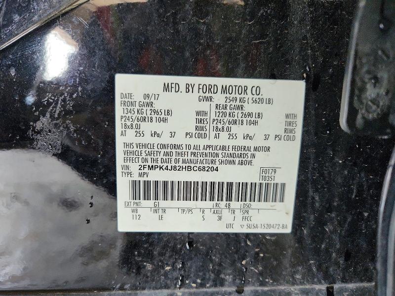 63371256 :رقم المزاد ، 2FMPK4J82HBC68204 vin ، 2017 Ford Edge مزاد بيع