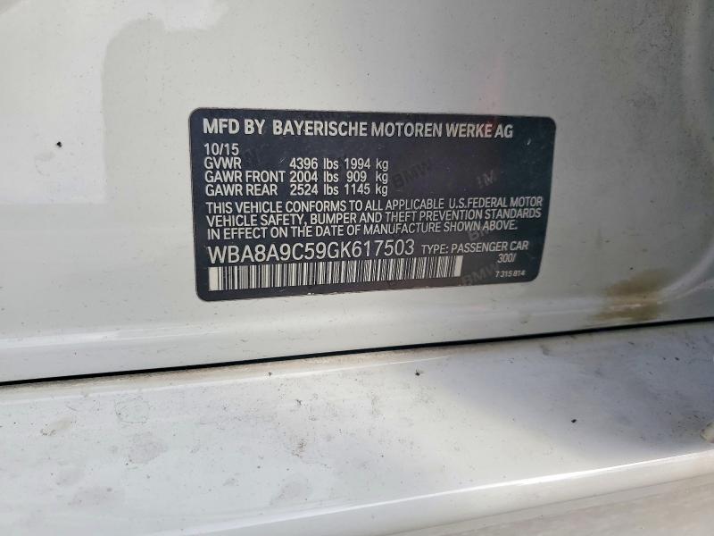 Aukcja sprzedaży 2016 Bmw 320, vin: WBA8A9C59GK617503, numer aukcji: 59317236