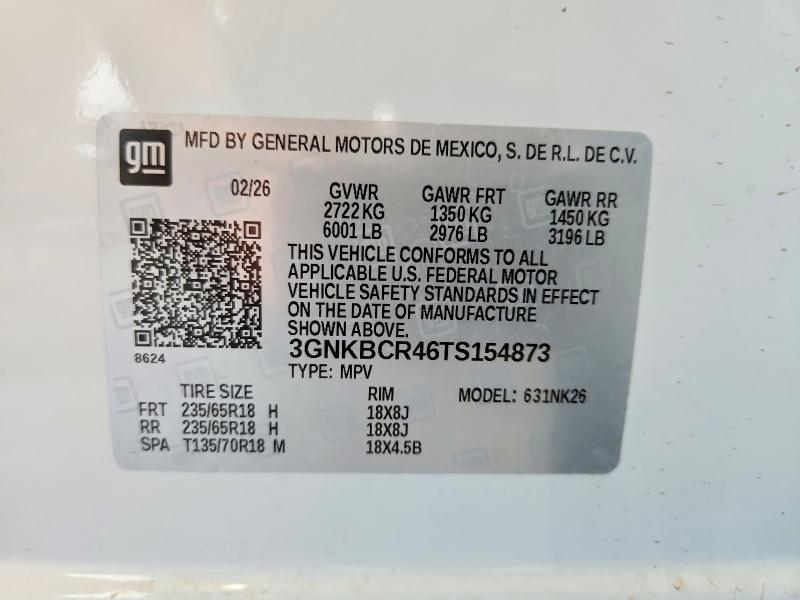 Продаж на аукціоні авто 2026 Chevrolet Blazer, vin: 3GNKBCR46TS154873, номер лоту: 60667036