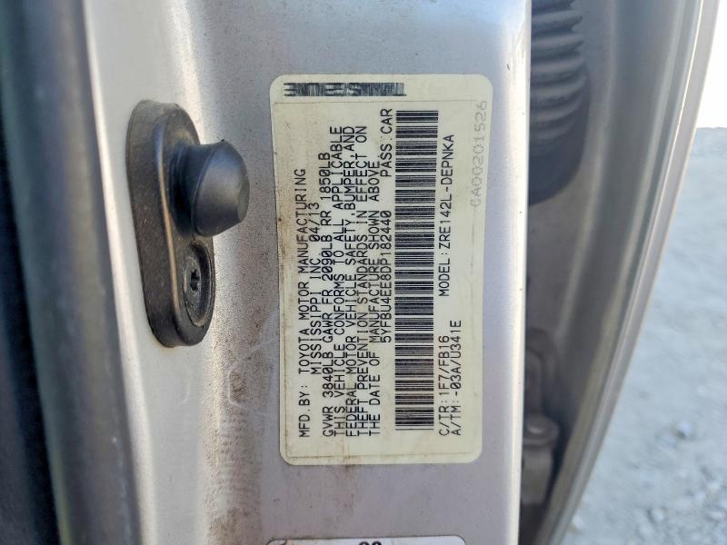 Продаж на аукціоні авто 2013 Toyota Corolla, vin: 5YFBU4EE8DP182440, номер лоту: 62857656