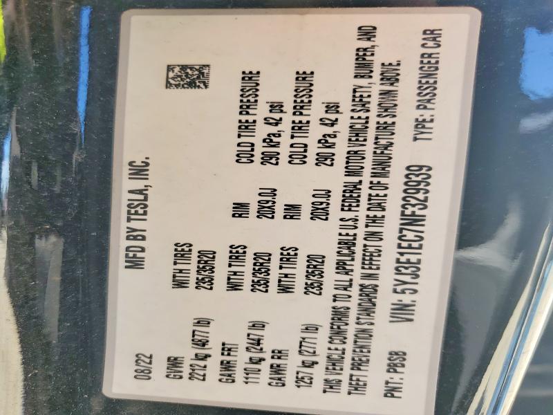 Aukcja sprzedaży 2022 Tesla Model 3, vin: 5YJ3E1EC7NF329939, numer aukcji: 63036076