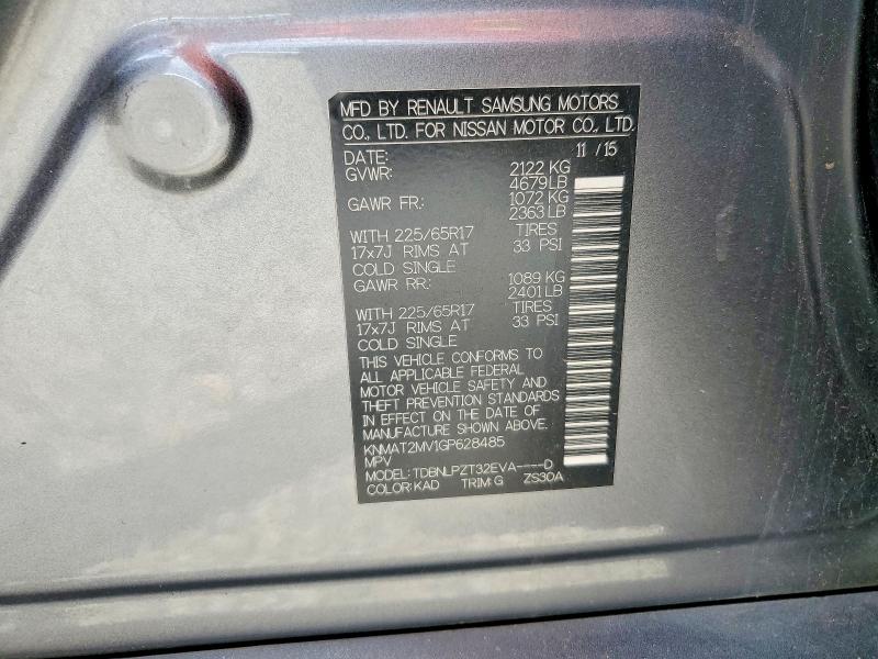 Aukcja sprzedaży 2016 Nissan Rogue, vin: KNMAT2MV1GP628485, numer aukcji: 59612336