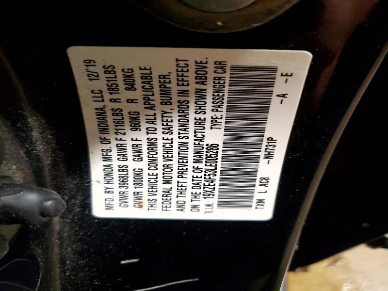 60774476 :رقم المزاد ، 19XZE4F53LE005286 vin ، 2020 Honda Insight مزاد بيع