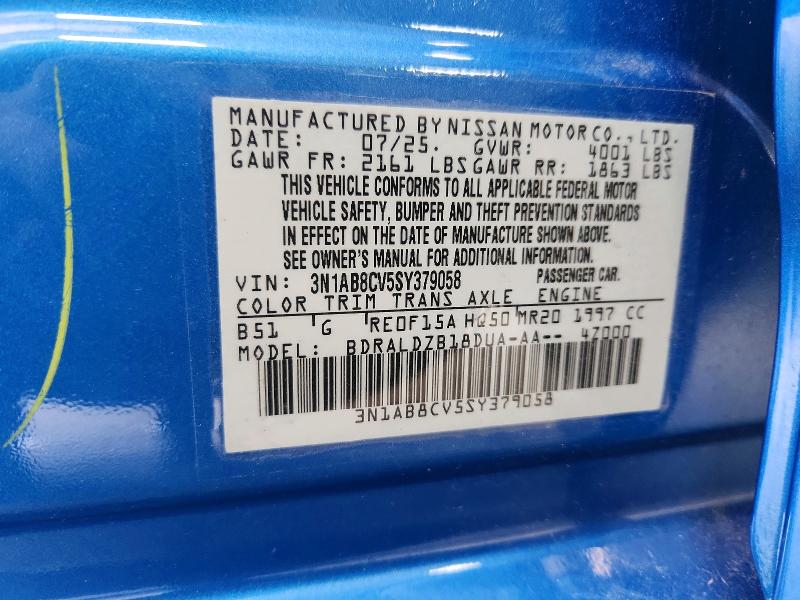 Продажа на аукционе авто 2025 Nissan Sentra, vin: 3N1AB8CV5SY379058, номер лота: 61597666