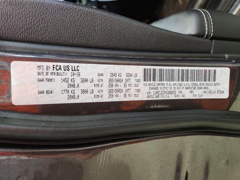 2017 Dodge Durango მანქანა იყიდება აუქციონზე, vin: 1C4RDJEG7HC686233, აუქციონის ნომერი: 61836046