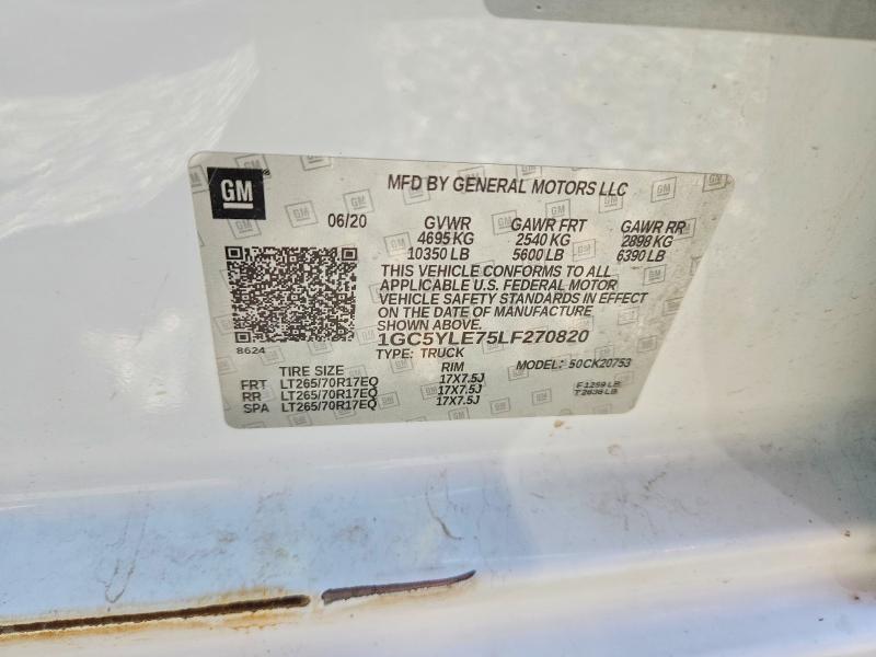 Продаж на аукціоні авто 2020 Chevrolet Silverado, vin: 1GC5YLE75LF270820, номер лоту: 60247476